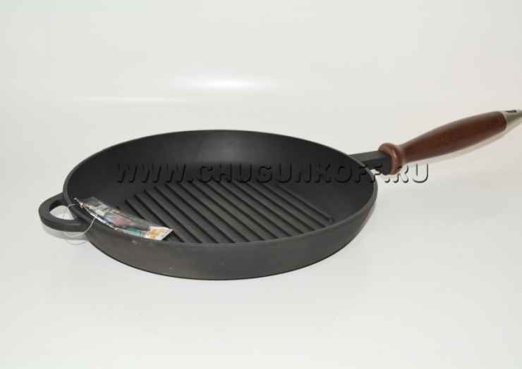 Сковорода-гриль с деревянной ручкой: ST139, "Ситон", 260х40